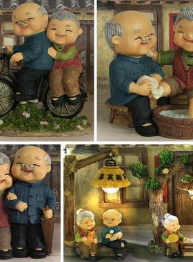 老头老太太家居装饰品酒柜客厅卧室小摆件爷爷奶奶白头偕老人礼物