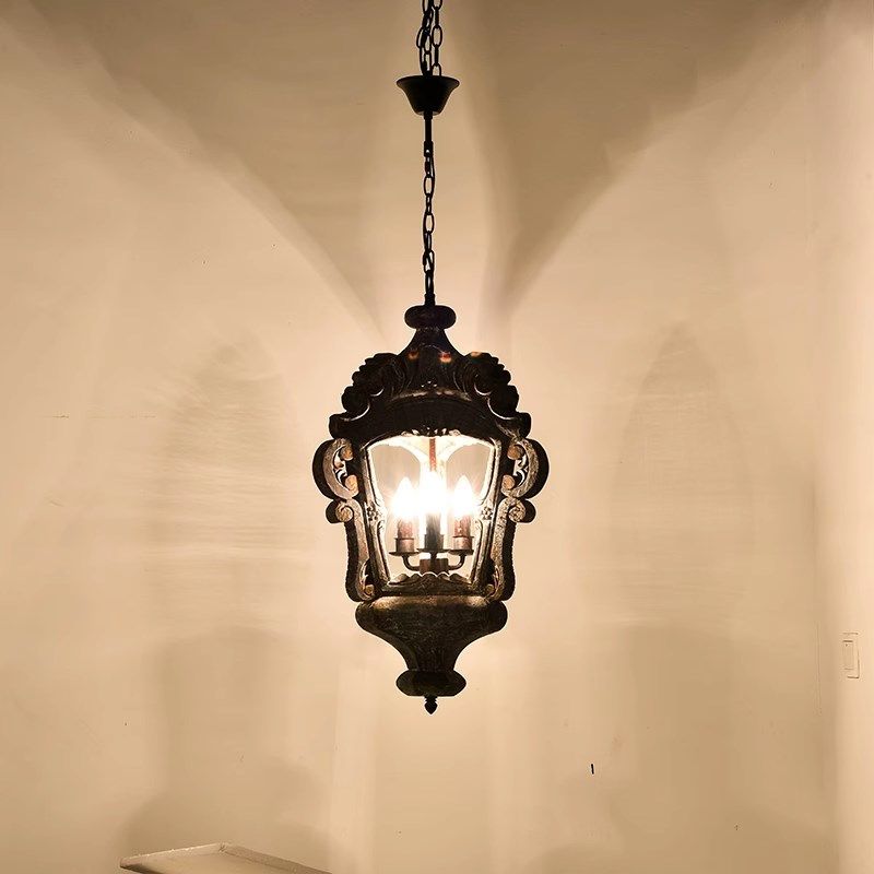 美式吊灯复古怀旧阳台木艺小吊灯餐厅法式简约咖啡厅过道酒吧吊灯