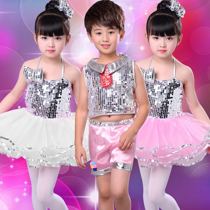 六一儿童演出服女童蓬蓬裙幼儿园公主裙表演服装亮片爵士舞蹈纱裙