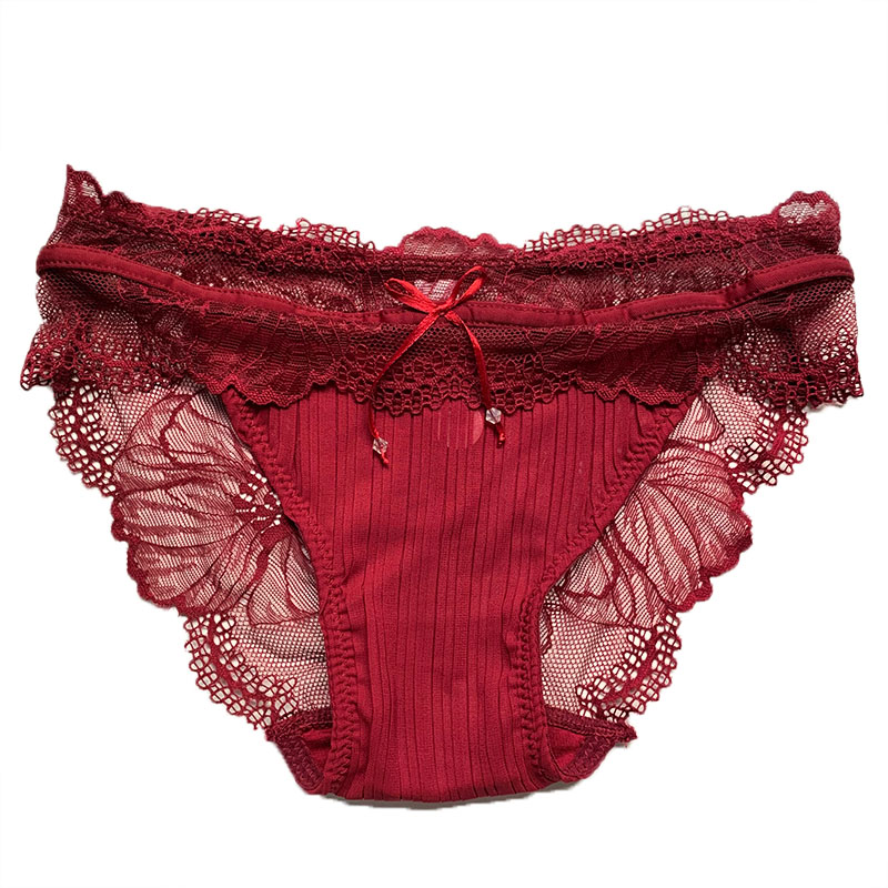 欧美雪纺女士蕾丝透明性感内裤吊坠水钻大码低腰无痕三角裤纯棉档