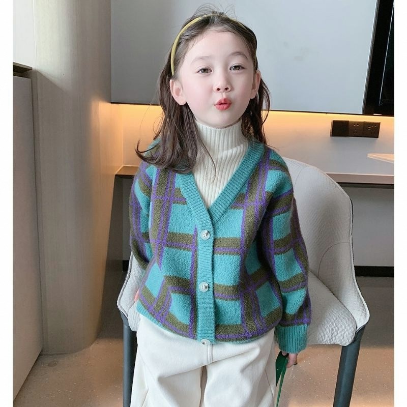 女童冬装毛衣新款儿童加厚套头针织衫宝宝半高领打底衫假两件上衣