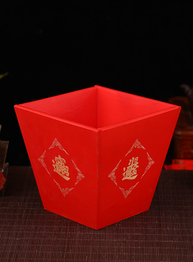 招财仿古斗木升子四方米斗结婚用婚庆米升斗老式红色斗实木摆件