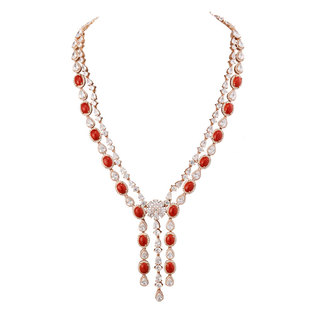 三井（珠宝）红珊瑚镶钻16颗豪镶项链