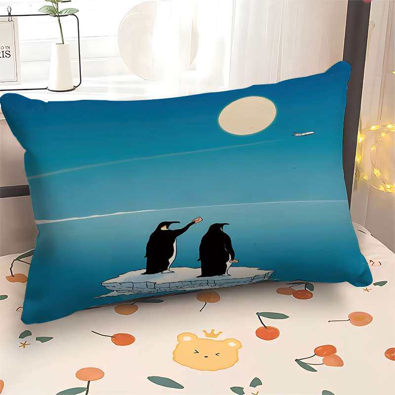 ins复古简约风卡通抱枕套靠枕30*50长方形沙发套40*60汽车载靠垫