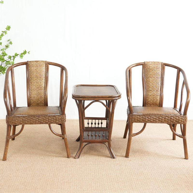 0古典藤椅三件套茶楼酒店藤编办公室腾椅子组合仿古阳台客厅家用
