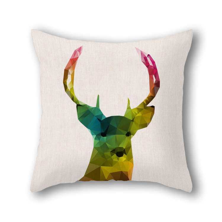 现代简约布艺棉麻抱枕 创意卡通床头沙发靠垫枕数码印花枕头