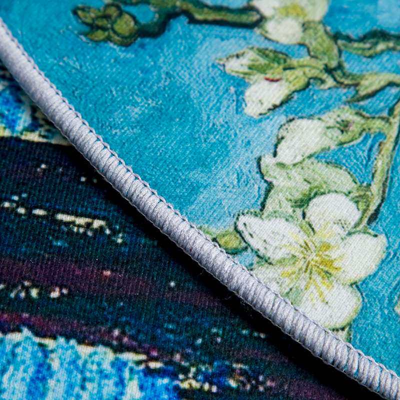 梵高艺术星空地毯卧室客厅沙发床边毯ins 风书房电脑桌椅垫子防滑