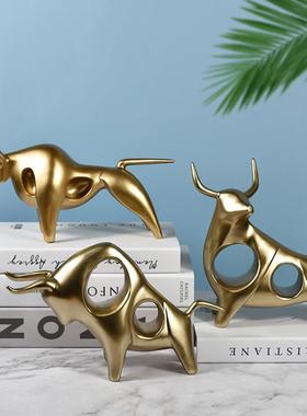 北欧创意牛摆件家居客厅电视柜酒柜装饰品艺术工艺品抽象动物摆设