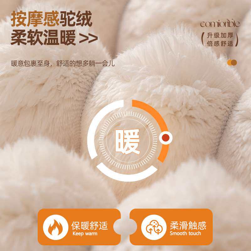 高级感驼绒冬季沙发垫2026新款毛绒坐垫防滑直排沙发盖布套罩跨境