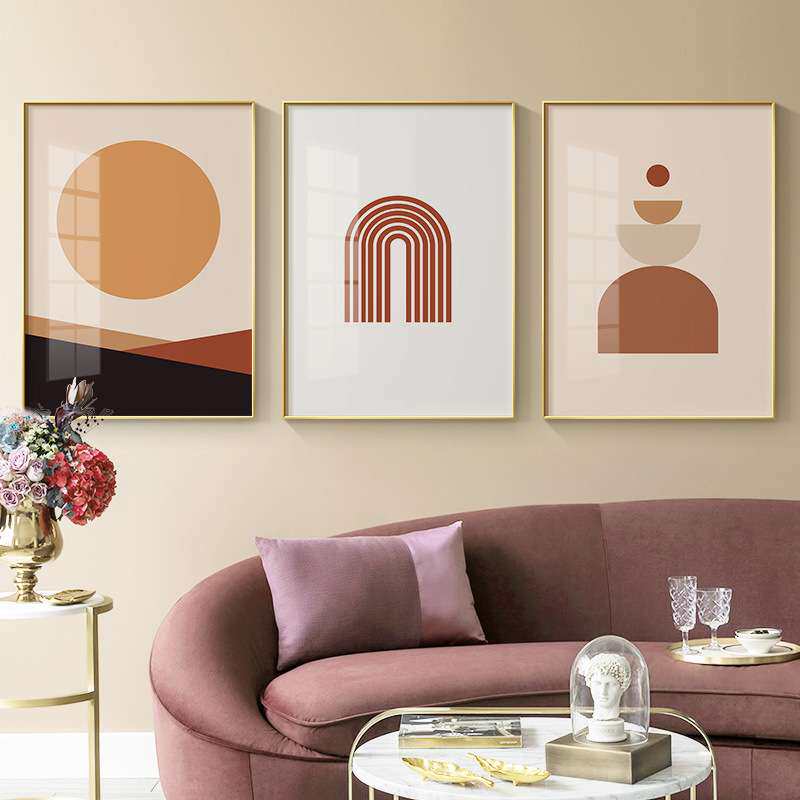 北欧色块抽象装饰画客厅线条人物挂画房间卧室床头莫兰迪色壁画