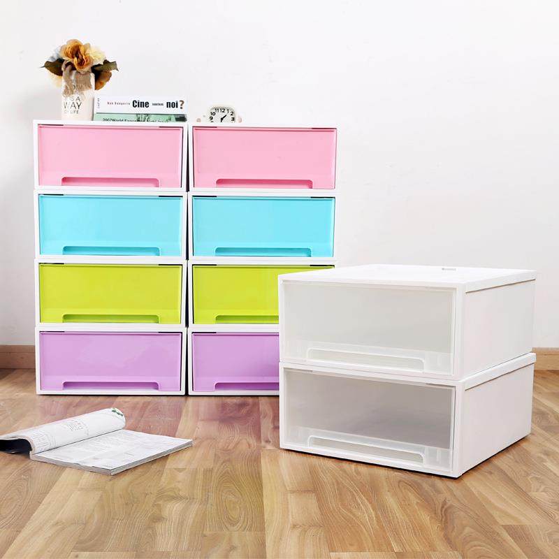新款单层塑料抽屉式收纳柜储物衣柜内衣服收纳箱杂物整理收纳箱