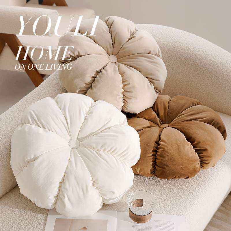 奶油色花苞圆形抱枕套ins可爱儿童坐垫车载靠背沙发飘窗靠垫靠枕