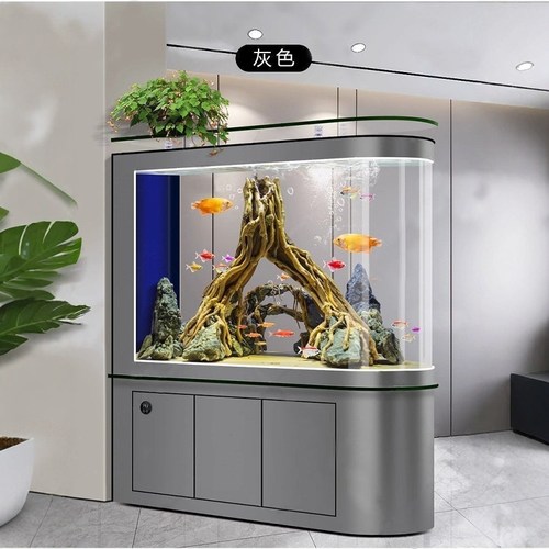鱼缸家用鱼客厅2024新款浮法玻璃轻奢大型屏风隔断免换水观赏鱼缸