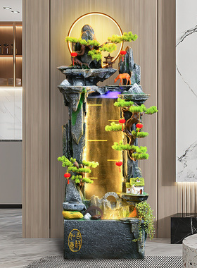 客厅装饰摆件假山流水喷泉造景观办公室循环水加湿器落地鱼缸招财