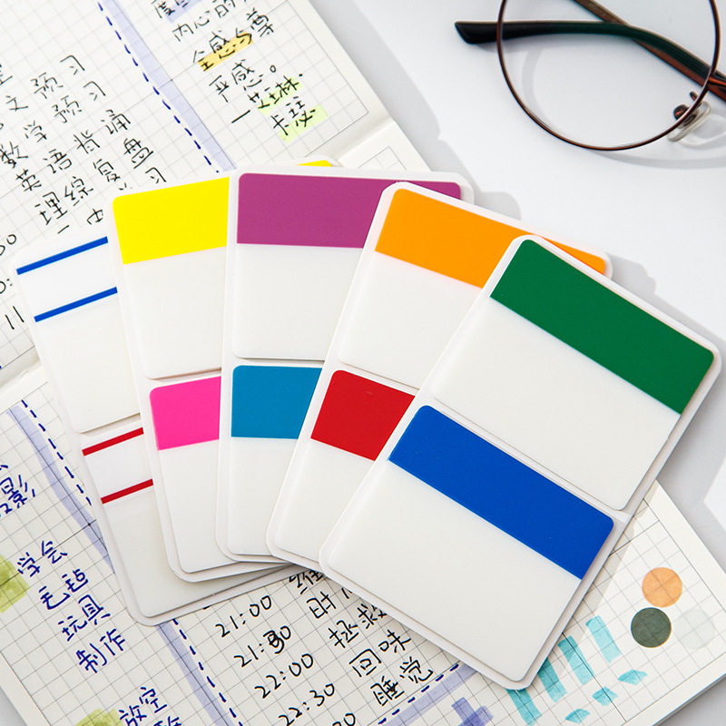 彩色便签贴索引标签纸可书写标记小条塑料书签记号学生用指示贴