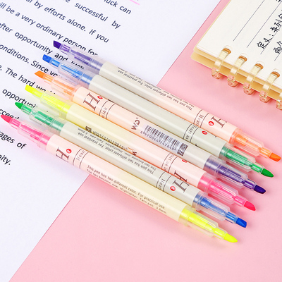 荧光笔学生用手账笔轮廓笔型双头荧光标记笔彩色荧光色重点直液式