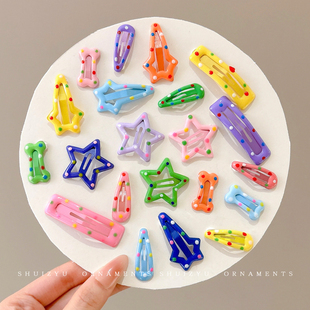 儿童波点星星发夹女童侧边碎发刘海bb夹可爱后脑勺小夹子头饰发卡