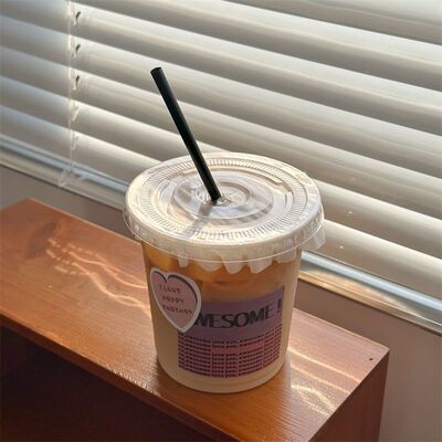 网红奶茶杯ins风一次性咖啡杯自制饮品杯外卖塑料打包杯pet冰粉杯