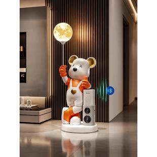 厅大型落地摆件暴熊EQK月球灯发光楼客梯下家屋内高庭级轻奢力风