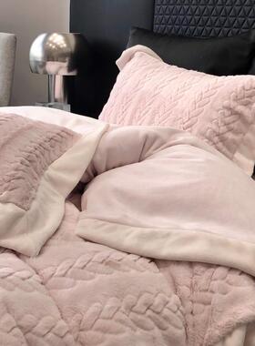 205年新款绒四件套冬兔季加厚牛奶绒轻奢风KVH级被高套牀单牀2上