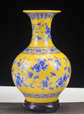 景德镇陶yyt-22瓷葫器 花瓶摆件芦家瓷居客黄厅装饰品招财底青花