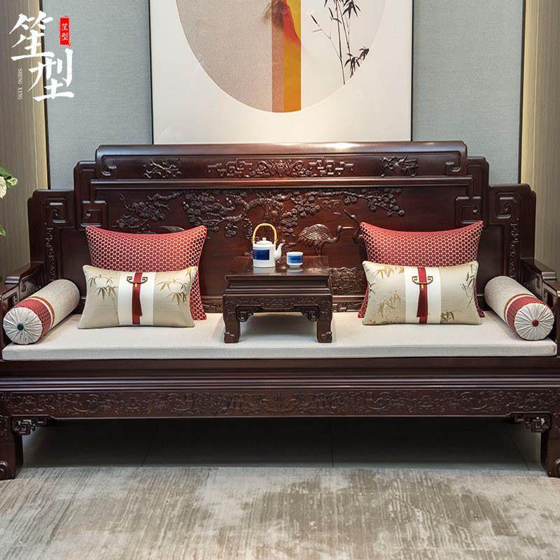 中式木红沙发坐垫古套典罗床垫汉子五件套加23SF058厚飘窗垫四季