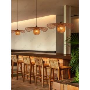 式竹编吊HTT灯民宿榻榻米会所禅意茶室卧厅室中客阳厅台餐吊灯竹