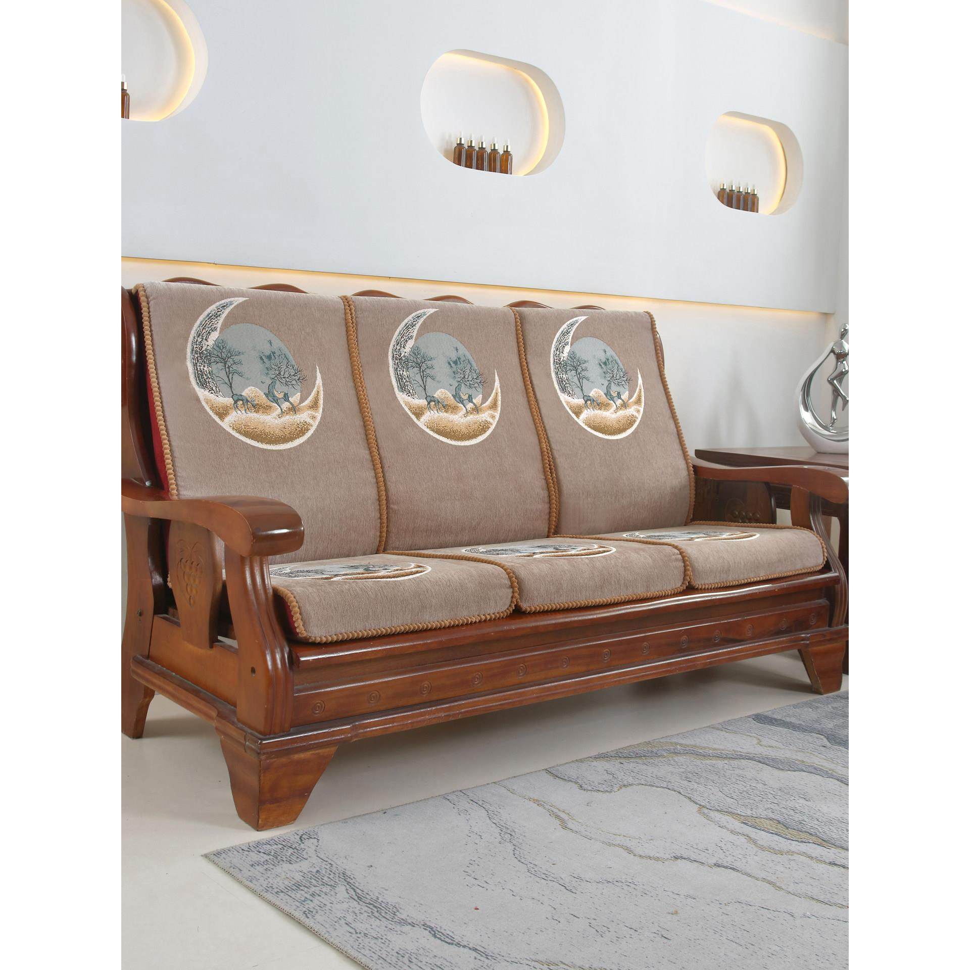 代简约带靠背连体沙发子单人现座CUF加厚海绵红木木质实木沙发垫