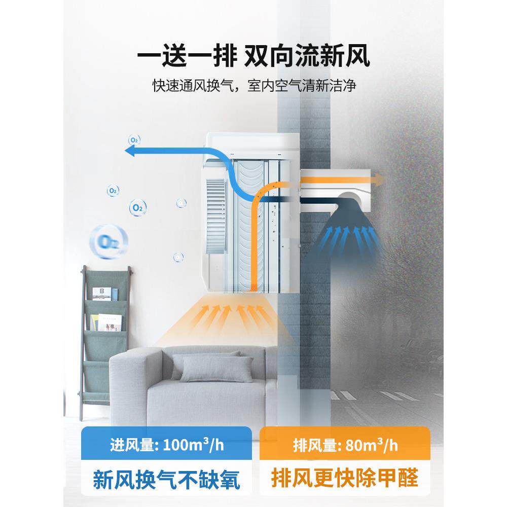 远大YWB-家用新风系统新风壁挂式双风换气机净化除醛FF1通00向PRO