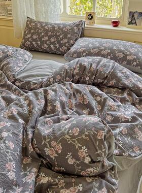 CWMA母婴超柔抗棉皱类皱双层纱四件套菌套件木单人被套被罩双人床