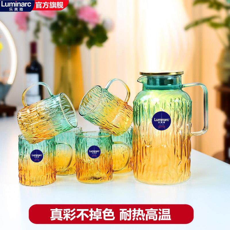 高硅玻璃冷水壶用凉炫彩壶水杯家子套壶装耐热明火电陶炉开水硼壶