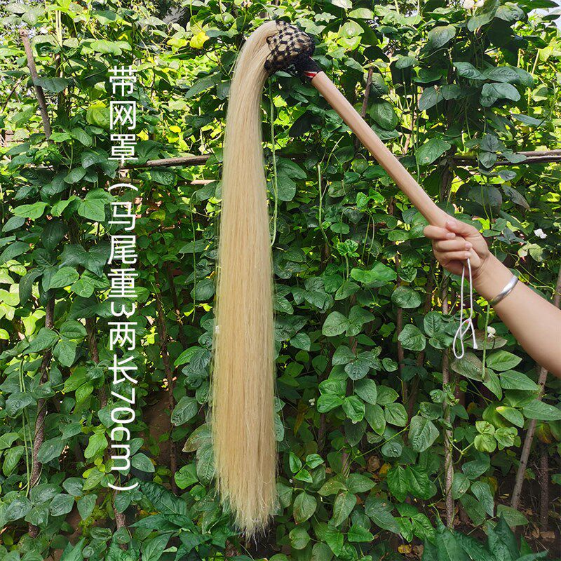 太极拂尘真马尾拂尘尘拂传统拂尘无网罩M拂尘拂尘道具送便携包
