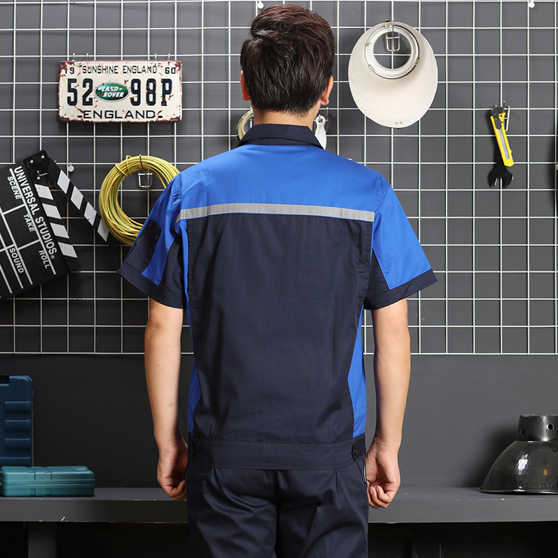 夏季半袖工作服套装男女 劳保服工厂车间 汽修薄款劳保服定制
