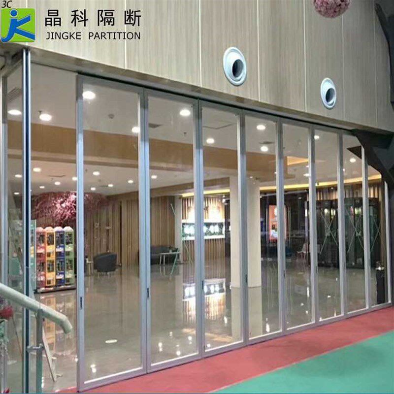 晶科办公室玻璃隔断墙 活动折叠屏风隔断 移动推拉浴室玻璃隔断