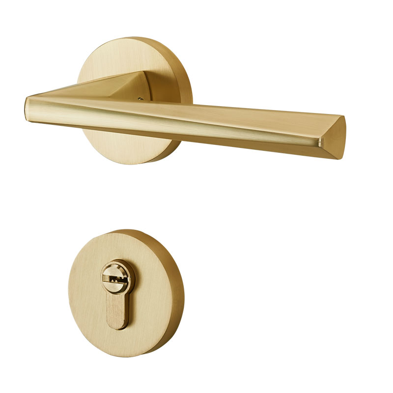 卧室门锁室内房门锁静音磁吸木门分体拉丝哑光金色门锁家用门把手