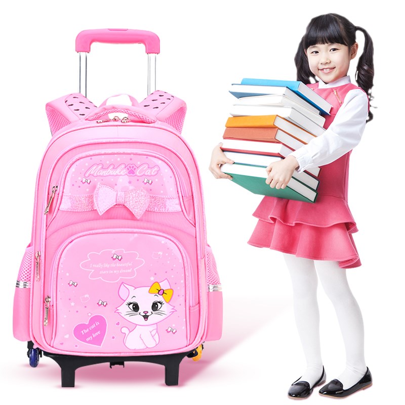 小学生儿童拉杆书包女孩2-3-6年级可拆卸爬楼大容量双肩背包女生