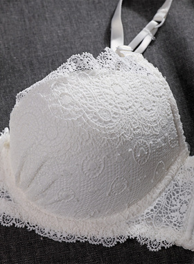 小胸平胸白色胸罩A杯B罩杯厚款加厚聚拢上薄下厚杯内衣女文胸套装