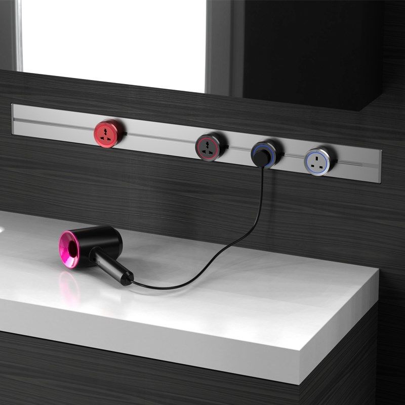 岛台厨房客厅铝合金电力导轨英式电制明装轨道插座港版13a接线板,电子/电工,轨道插座,淘宝优惠券,粉丝福利购,淘宝优惠卷