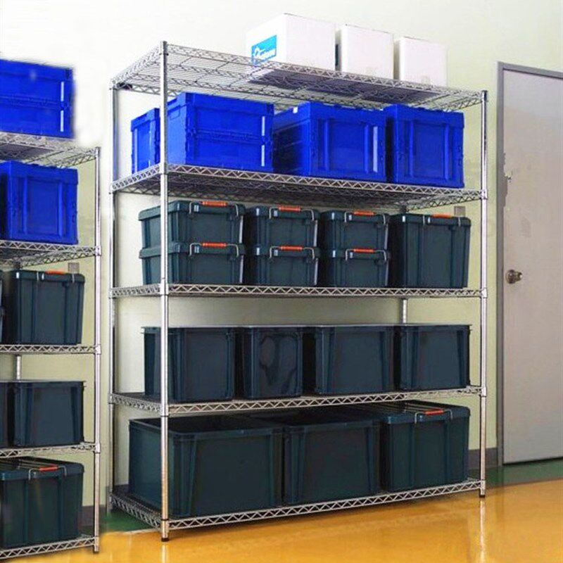 加粗大管置物架五层不锈钢色金属整理收纳层架家用库房货架储物架
