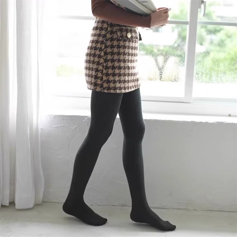 直角跟带脚型波点袜秋季连裤袜春秋中厚大码加档灰色丝袜打底裤女