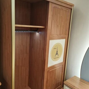 天坛家具成人纯实木推拉衣柜原木质静音趟门衣柜儿童卧室收纳柜美