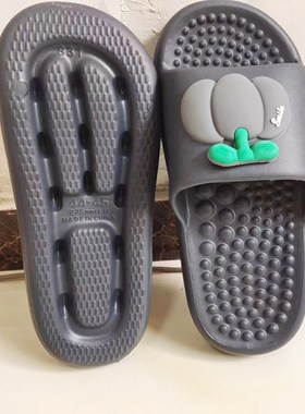 韩版可爱卡通按摩底拖鞋男情侣款厚底居家防滑软底防臭一字拖鞋女