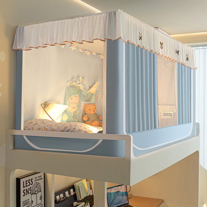 大学生蚊帐宿舍床帘遮光一体式寝室上下铺专用单人全封闭窗帘床幔