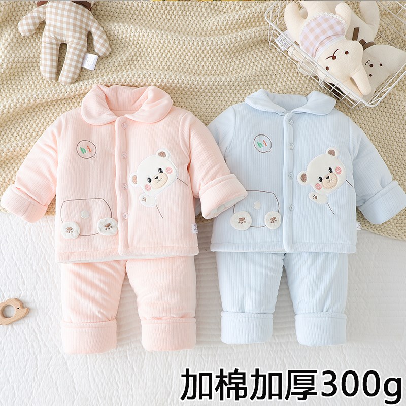 男女宝宝棉服套装冬季加厚外穿婴儿棉G袄棉裤分体两件套冬装外出