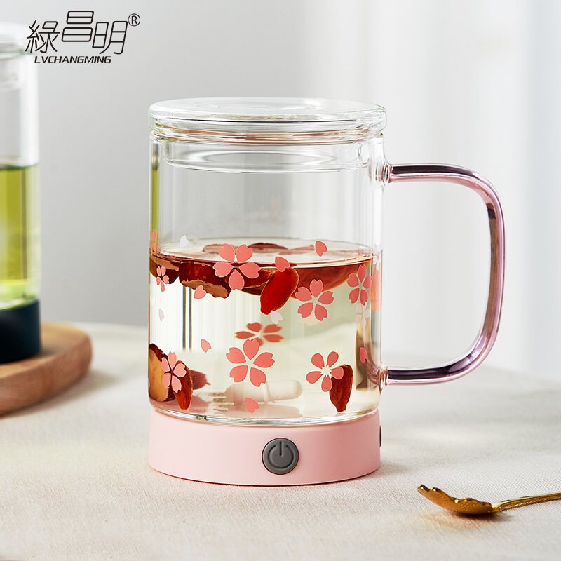 绿昌明玻璃自动搅拌杯usb充电动玻璃水杯便携耐热咖啡杯高颜值女