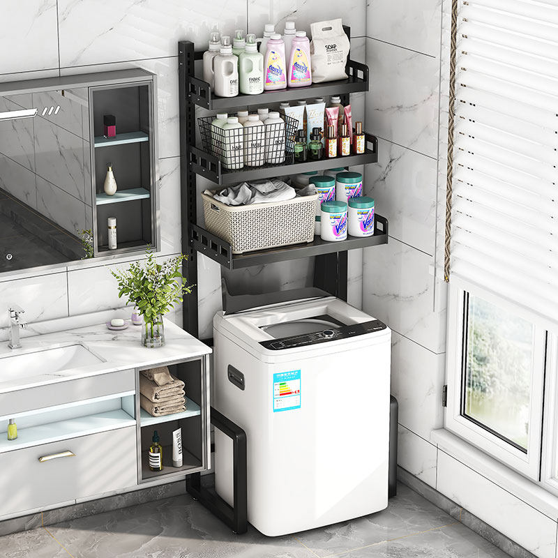 可调节阳台翻盖洗衣机置物架上方收纳架子滚筒波轮全自动洗衣机架