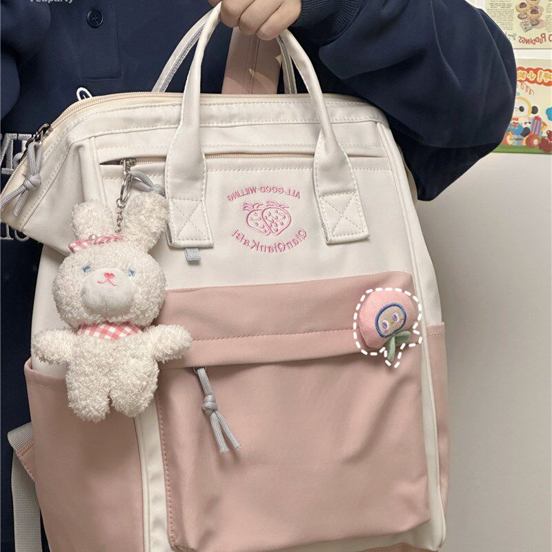 日系ins学院风高中n生大学生书包女 大容量背包简约百搭手提双肩