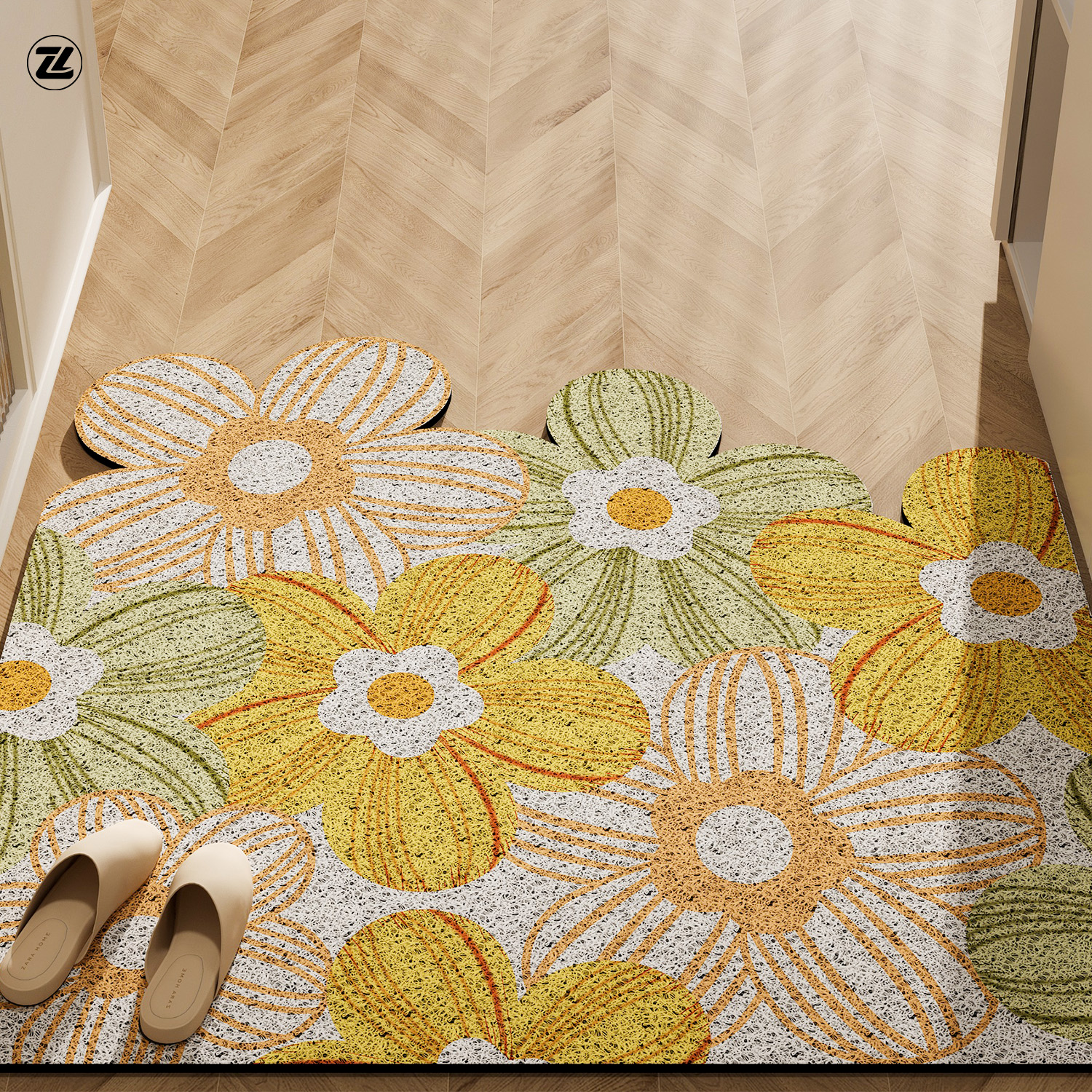 丝圈小花入户门地垫进门门口门垫2025新款家用入户防滑垫脚垫地毯