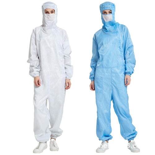 希洁贝尔防静电网格款侧拉链连体服百级电子车间工作服洁净服