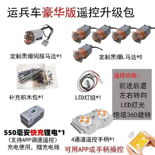 ONEBOT积木CN171运兵车动力改装电动遥控动力组升级套件